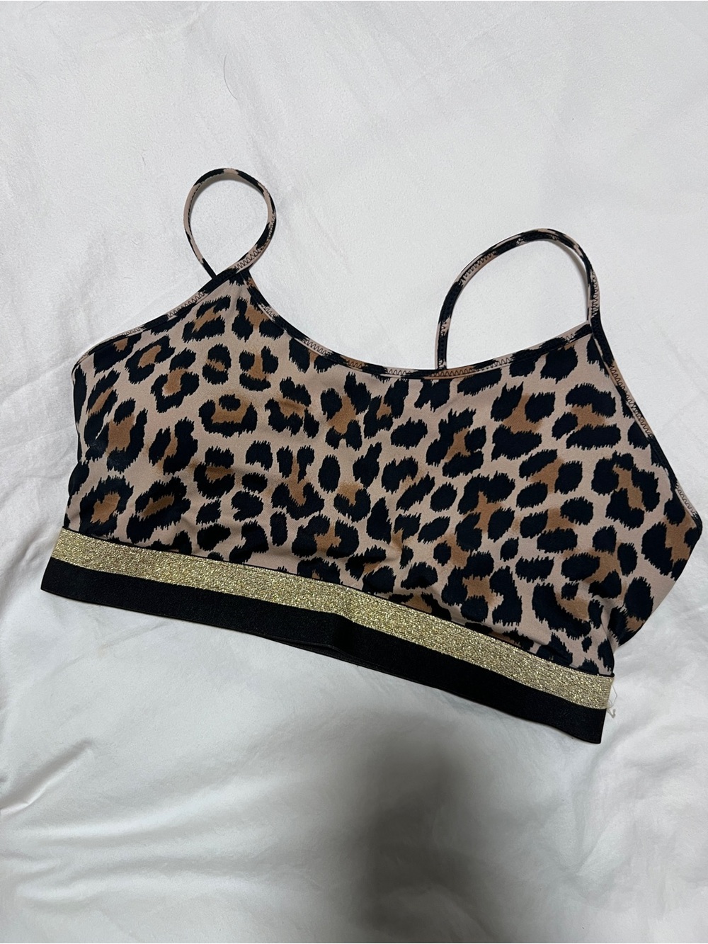 Kate Spade Leopard-Print Sports Bra with Gold Band